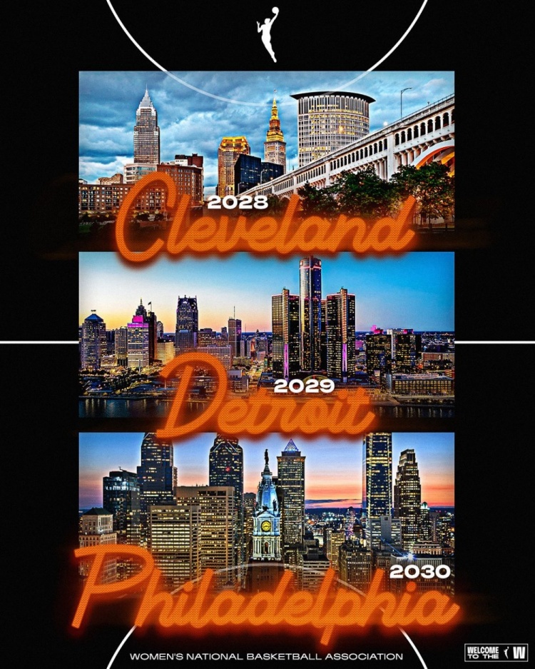 WNBA将扩军至18队 克利夫兰、底特律和费城2028年开始依次加入