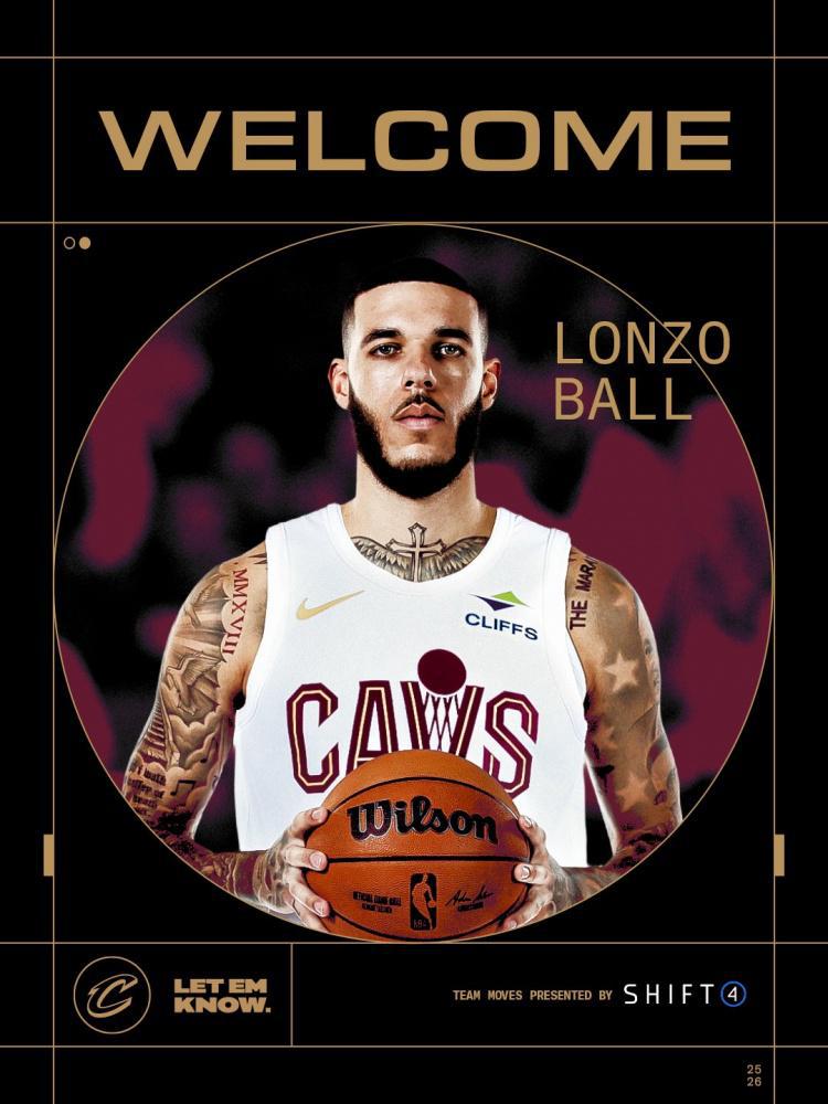 欢迎球哥⚔️骑士官方宣布：朗佐-鲍尔正式加盟球队